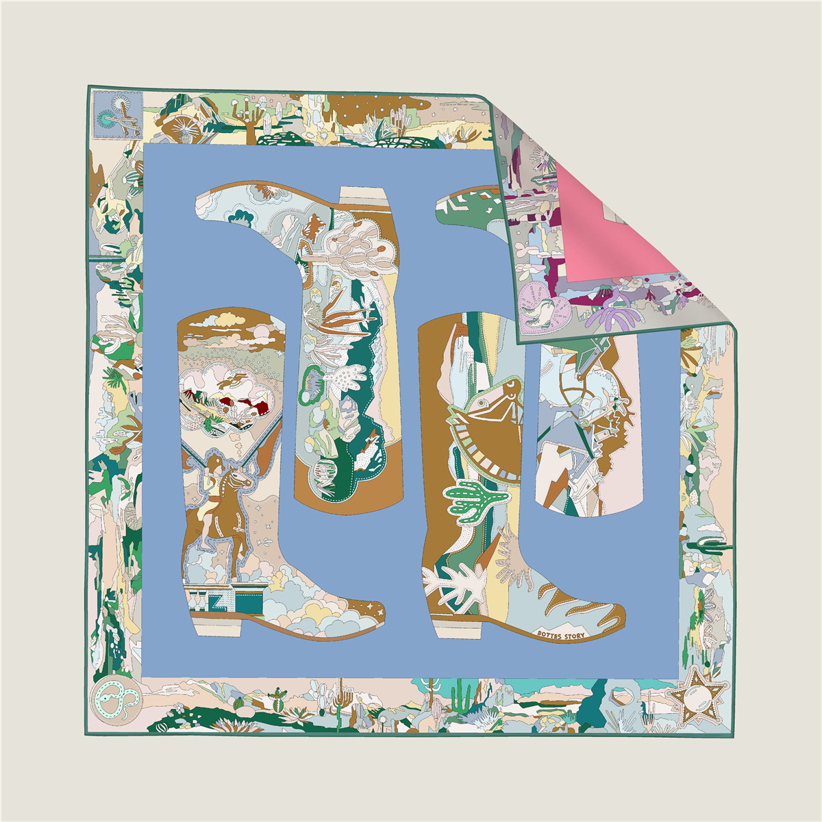 New rain boots double-sided pattern scarf