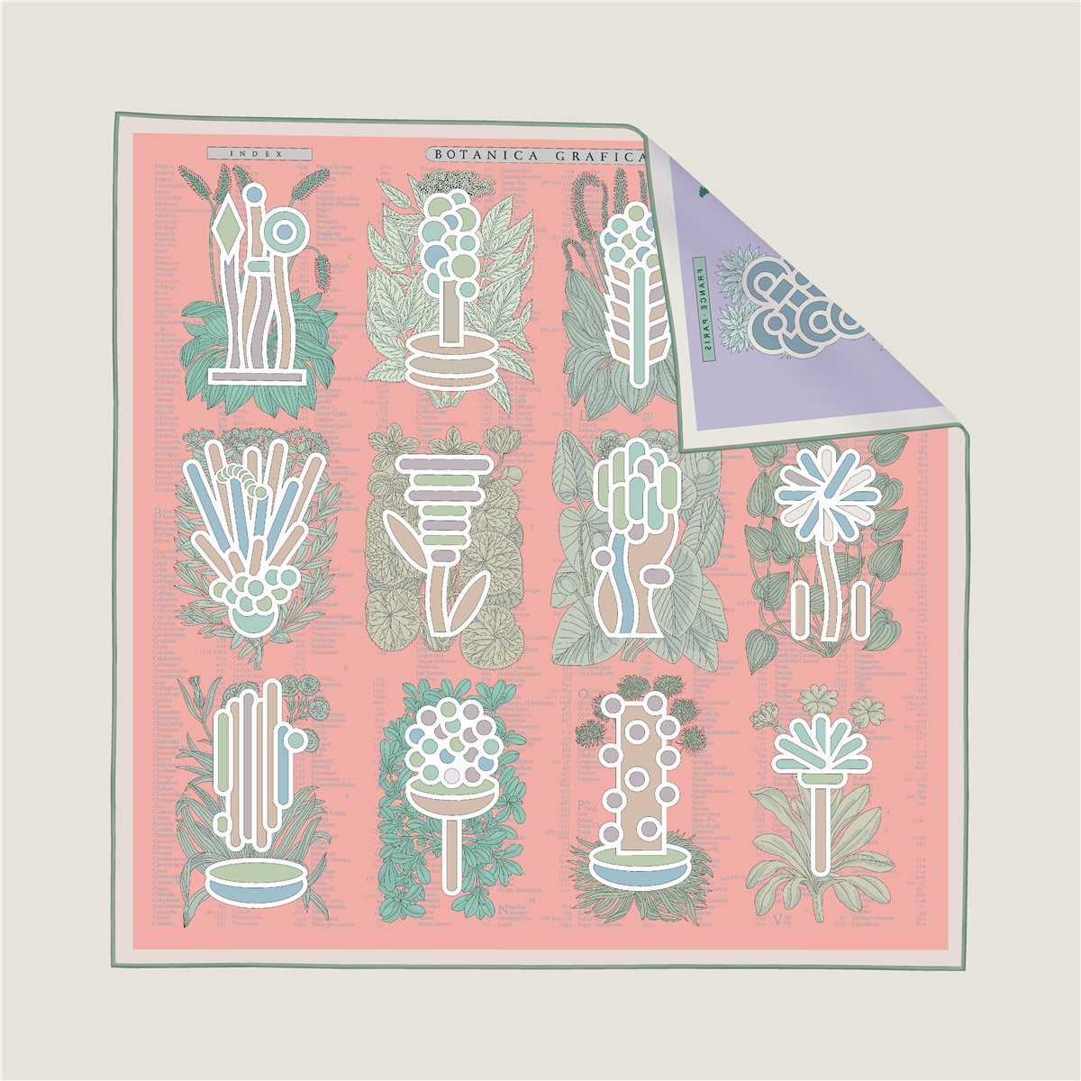 New double-sided plant and flower pattern silk scarf