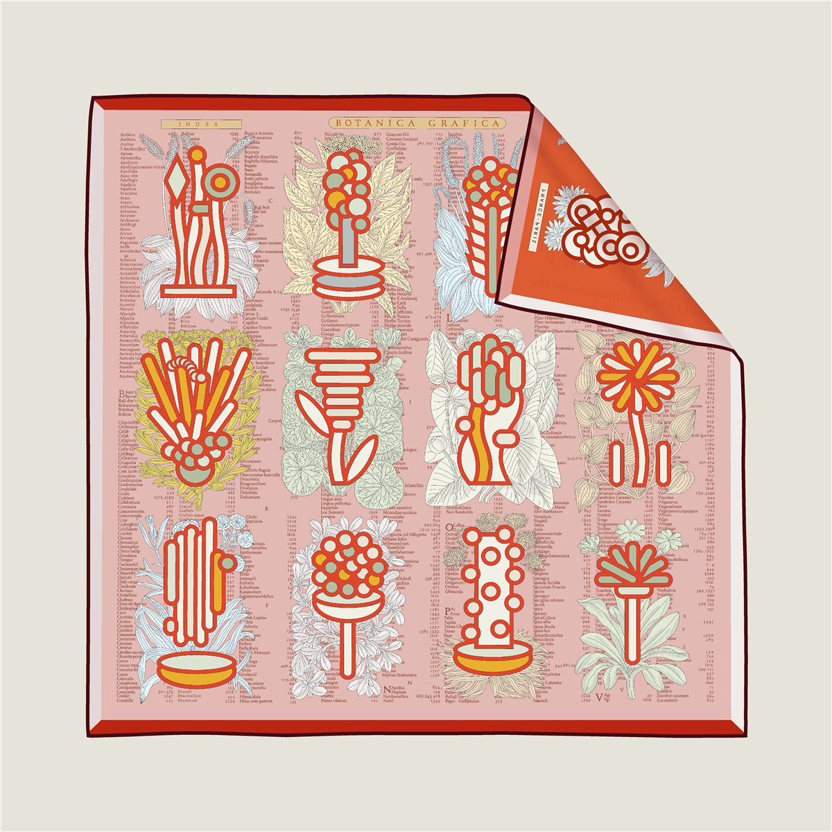 New double-sided plant and flower pattern silk scarf