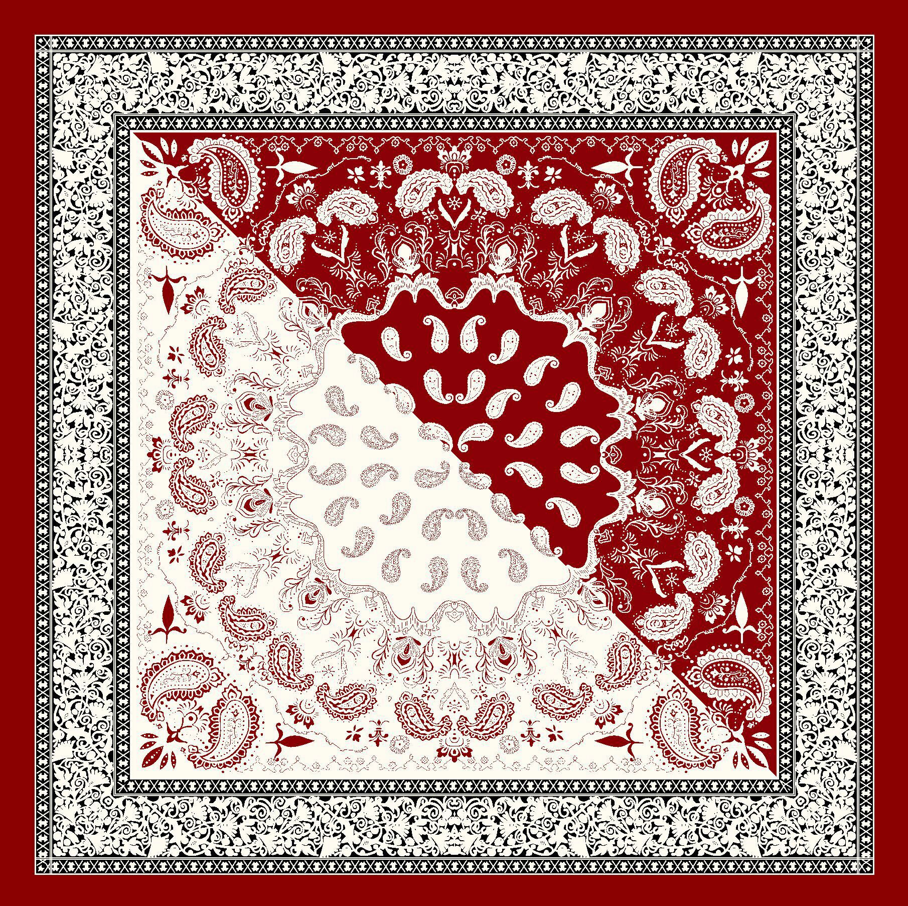 Bohemian colorblock cashew square silk scarf