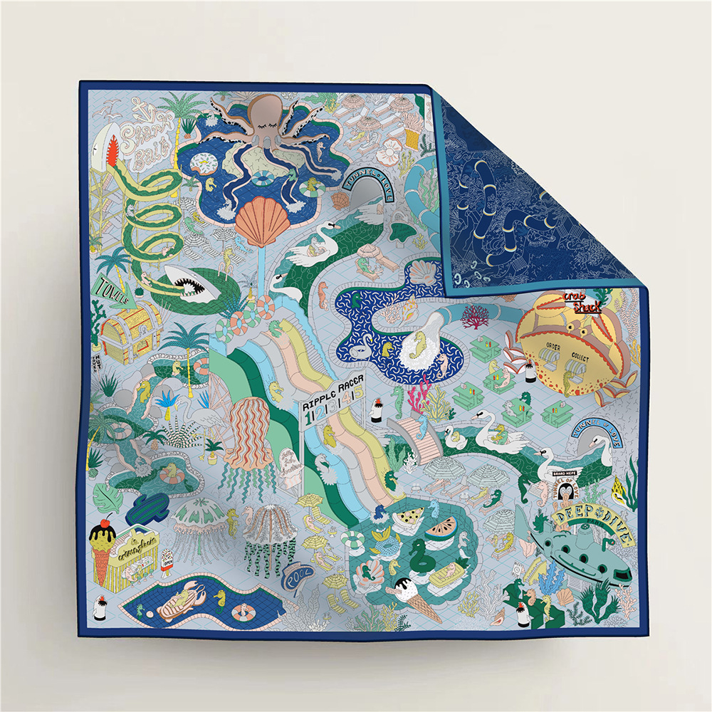 Undersea Amusement Park Double-Sided Silk Scarf