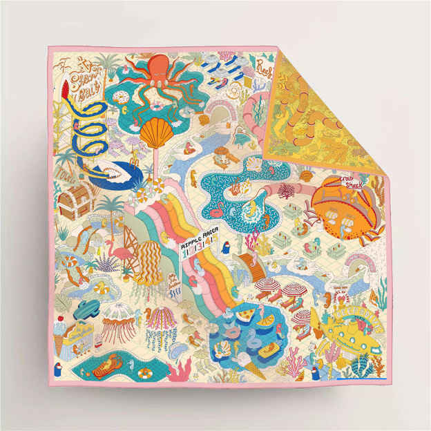 Undersea Amusement Park Double-Sided Silk Scarf