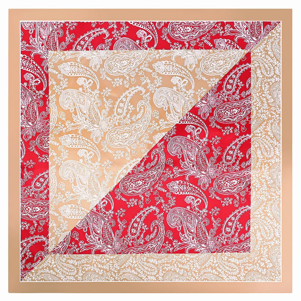 Bohemian colorblock cashew square silk scarf