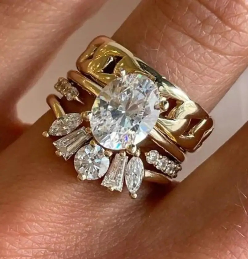 Luxury Irregular Step-Square Zirconia Women's Ring