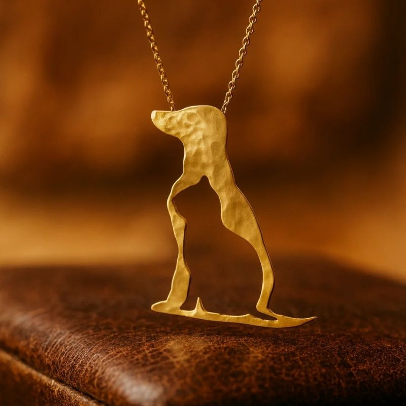 Hammer patterned dog silhouette necklace