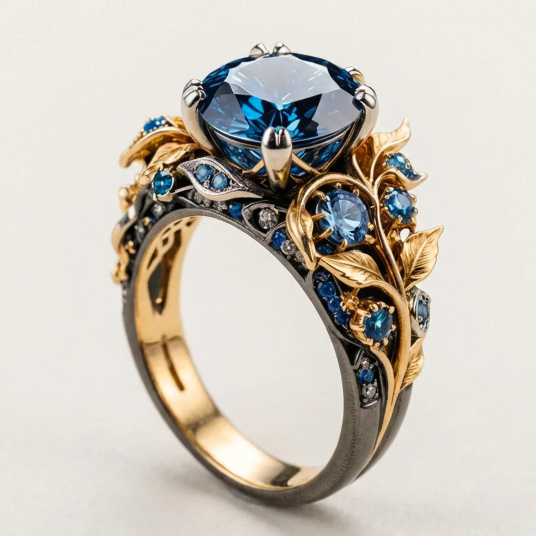 Vintage inlaid sapphire ring