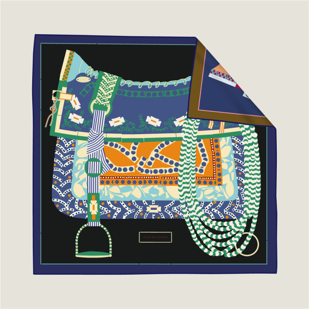 New saddle chain double-sided pattern silk scarf