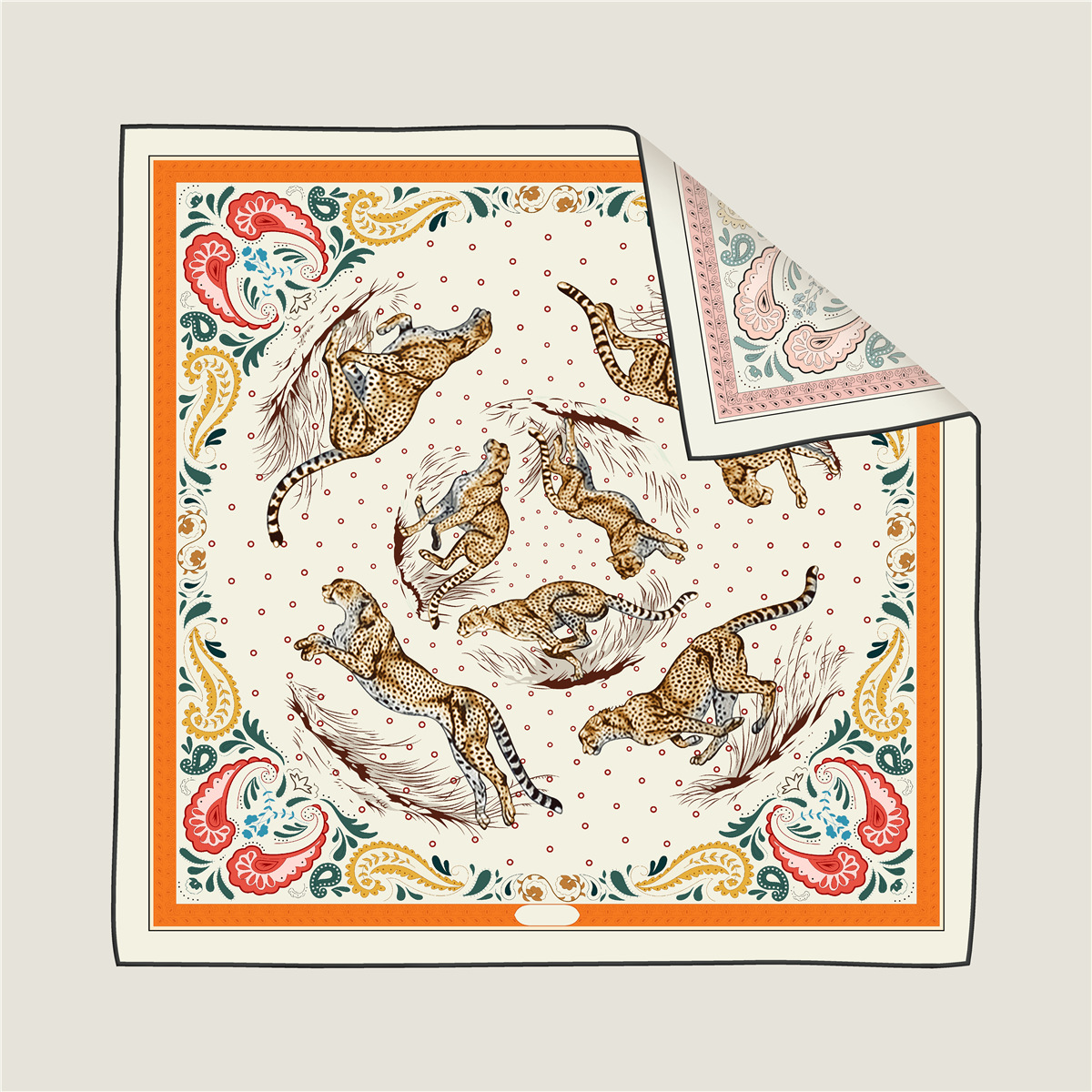 Leopard cashew flower double-sided pattern silk scarf