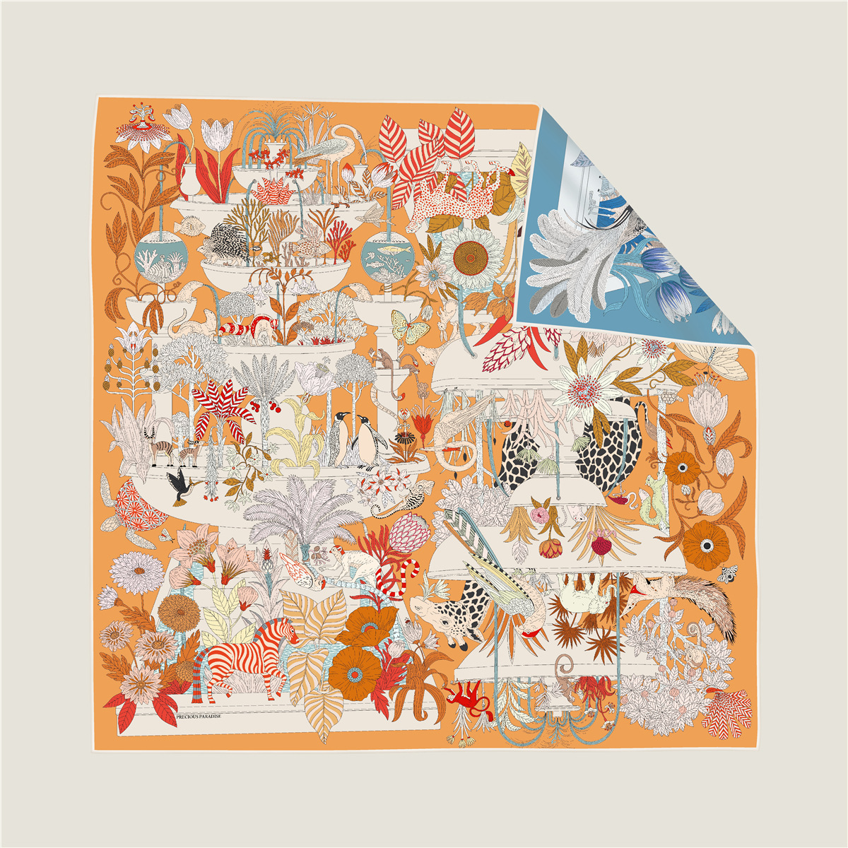 Animal Paradise Double-Sided Silk Scarf