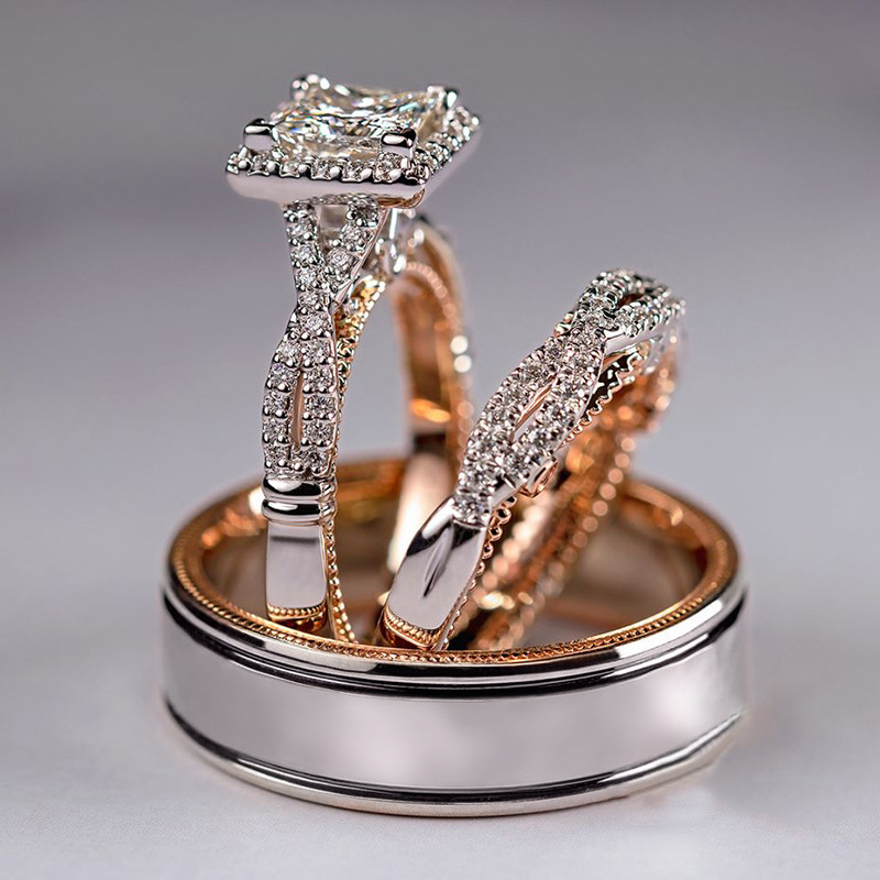 Rose gold two-tone sparkling ring