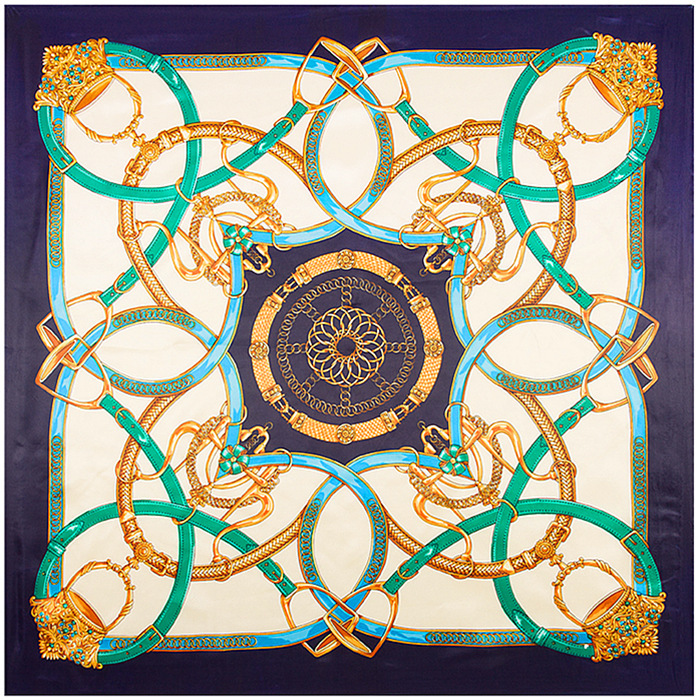 Orange luxury square silk scarf