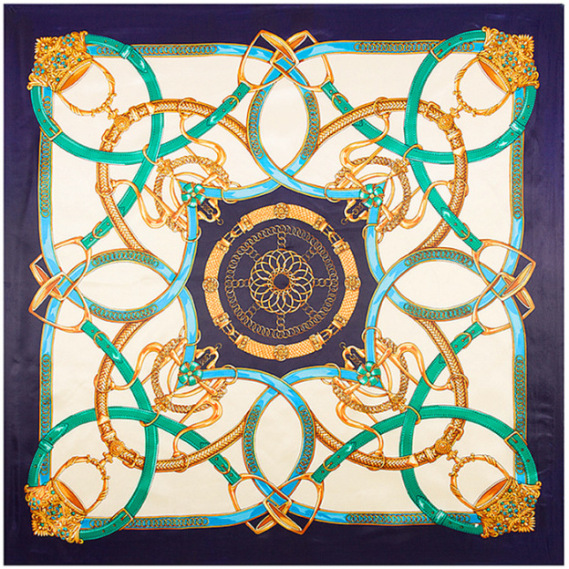 Orange luxury square silk scarf