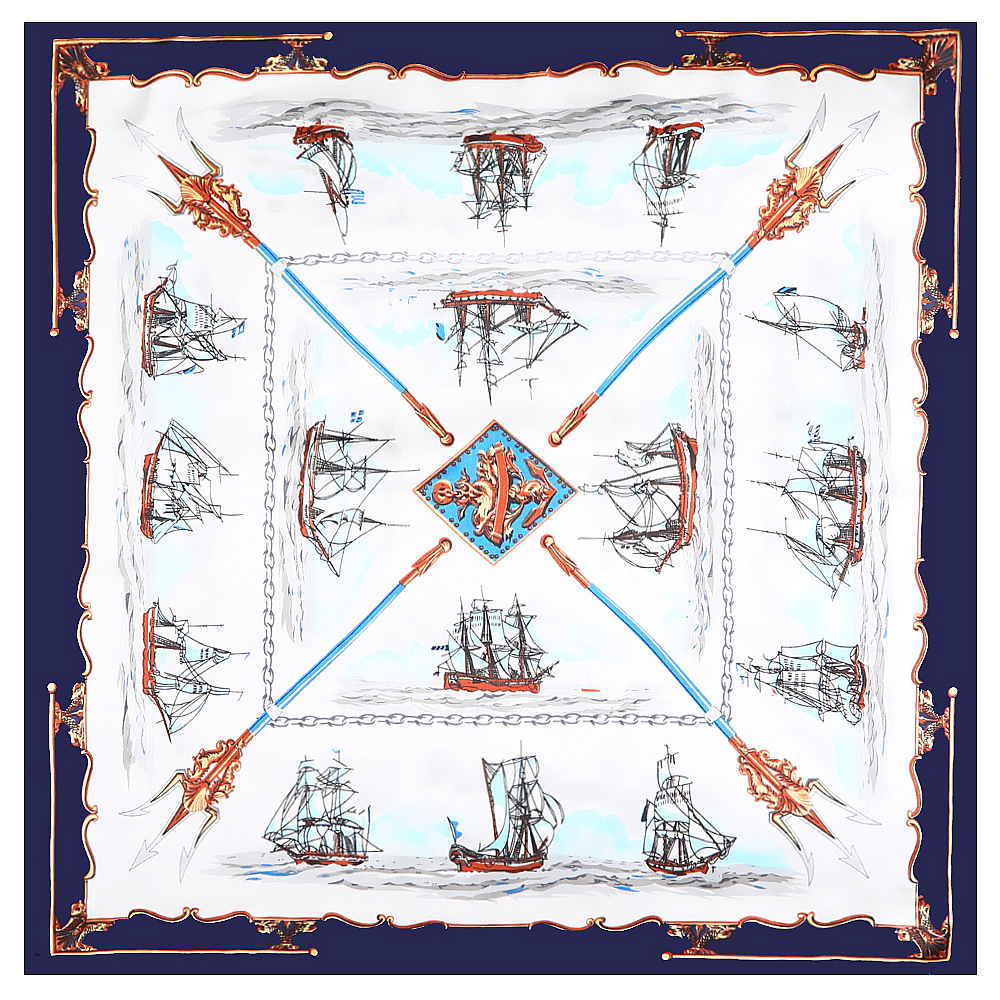 Sea Sailing Sailboat Square Scarf