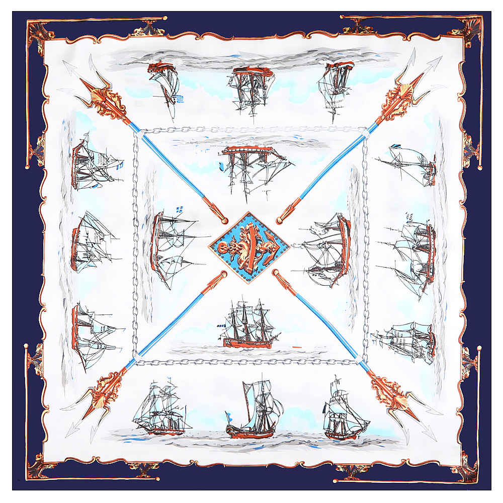 Sea Sailing Sailboat Square Scarf