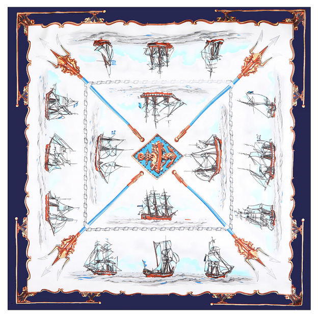 Sea Sailing Sailboat Square Scarf