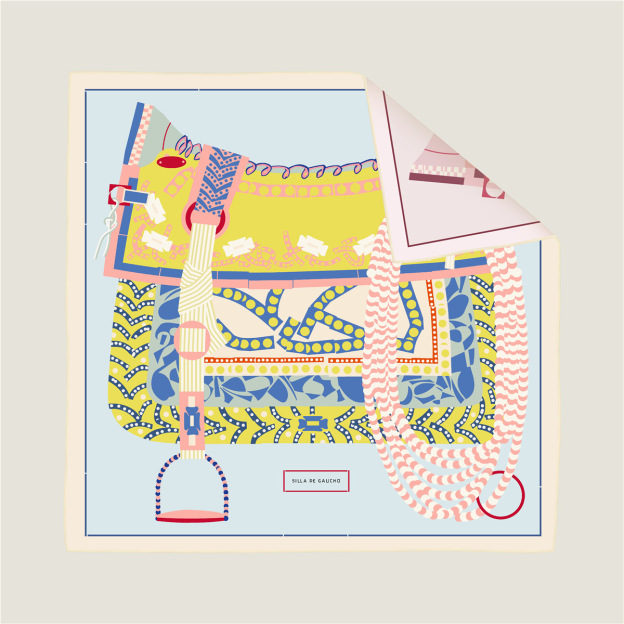 New saddle chain double-sided pattern silk scarf