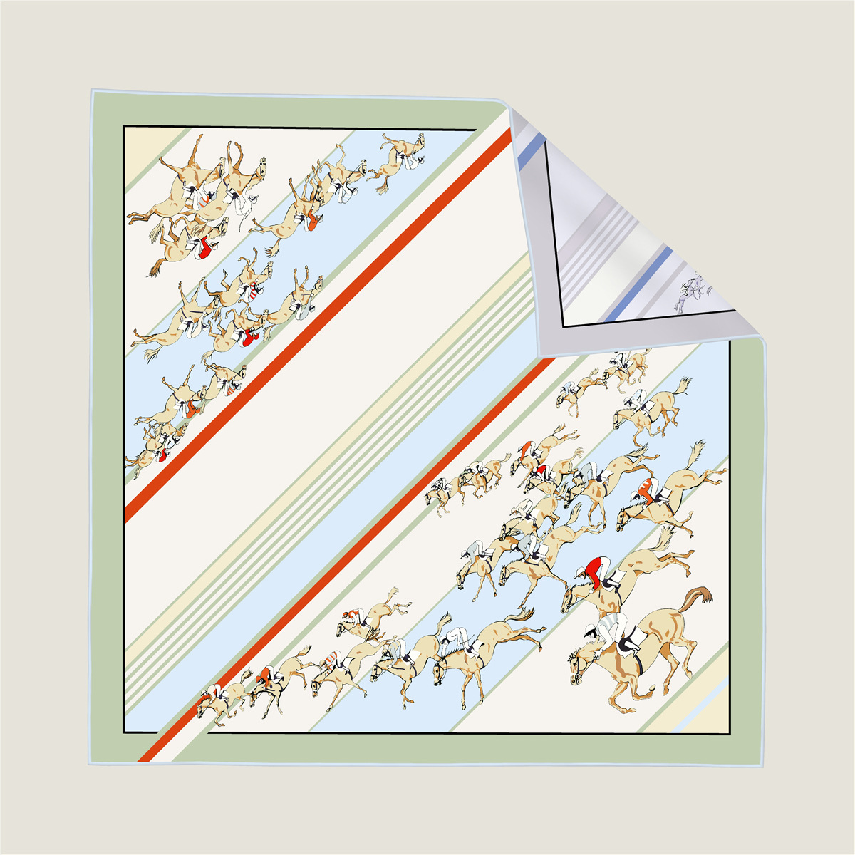 Double-sided horse racing scarf