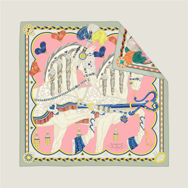 Sweet Love Horse Double-Sided Silk Scarf