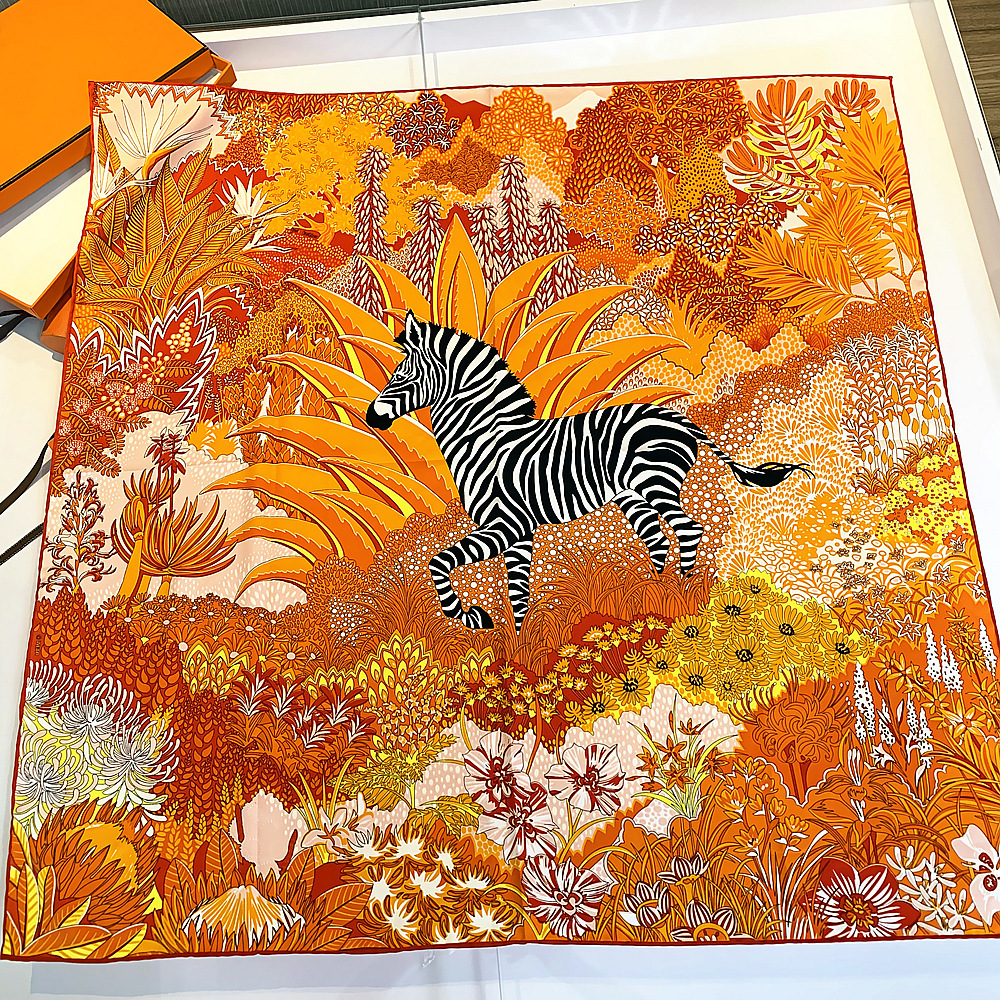 Jungle Zebra Square Silk Scarf