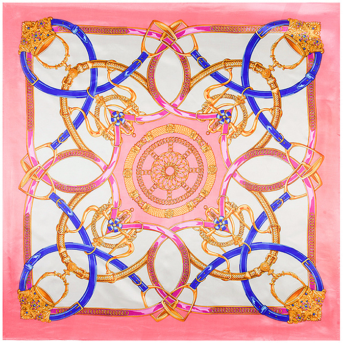 Orange luxury square silk scarf