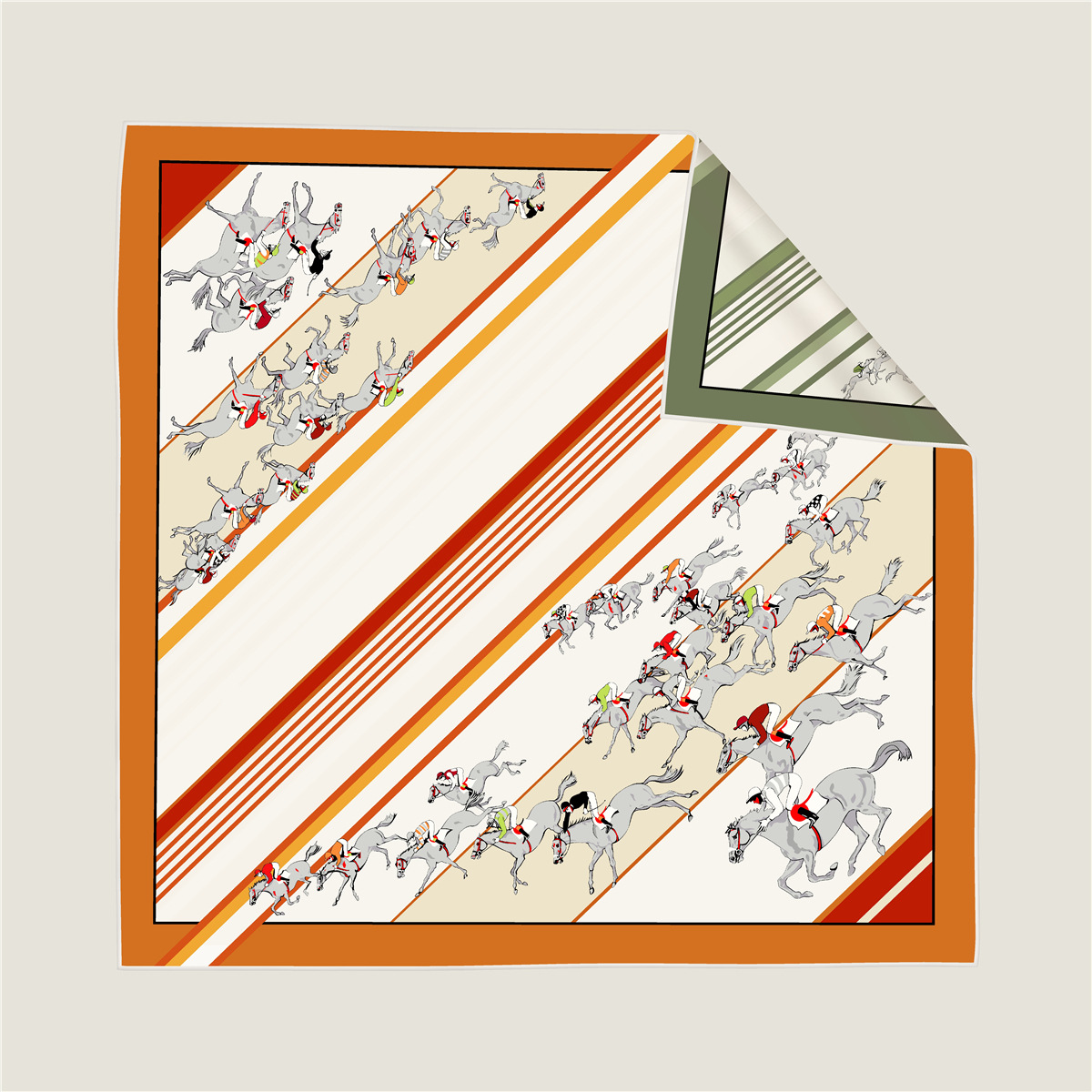Double-sided horse racing scarf
