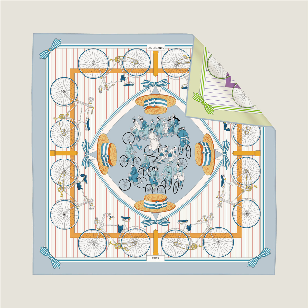 Double-sided bicycle pattern silk scarf