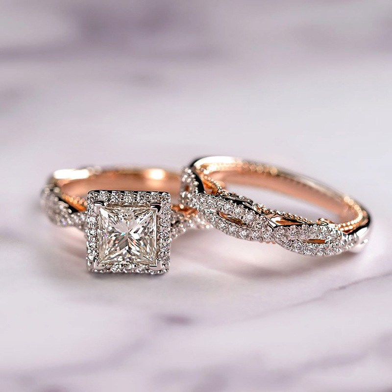 Rose gold two-tone sparkling ring