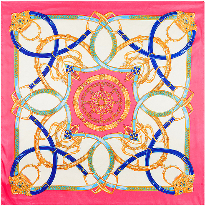 Orange luxury square silk scarf