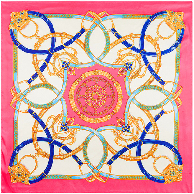 Orange luxury square silk scarf