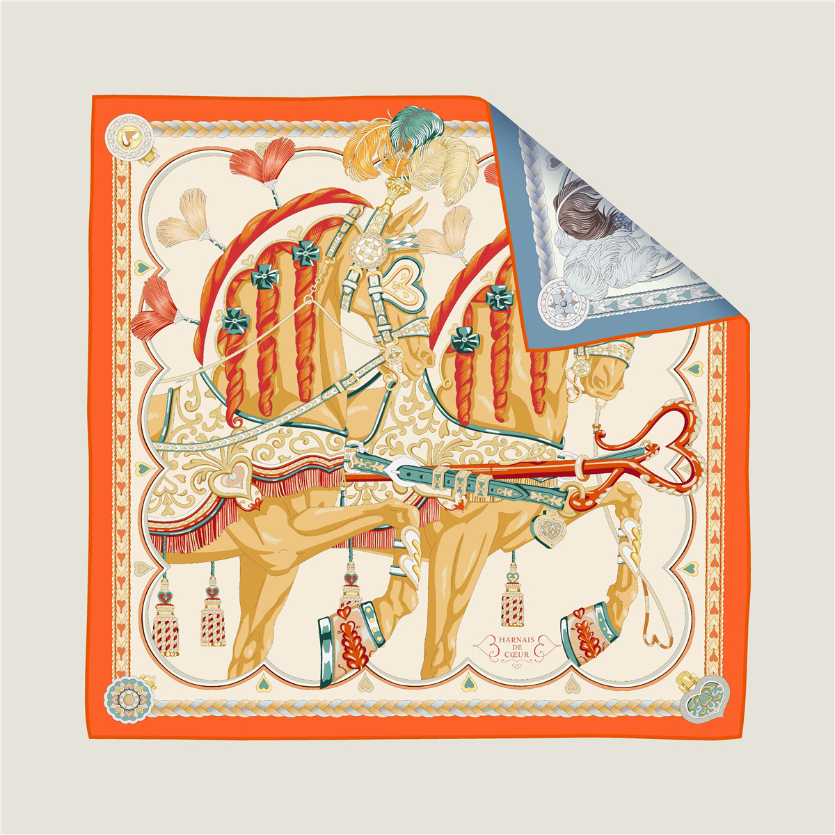 Sweet Love Horse Double-Sided Silk Scarf