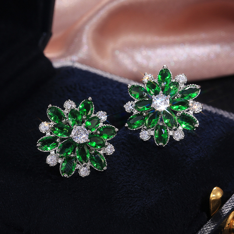 Luxury Sunflower Double-Layer Zirconia Earrings for Women