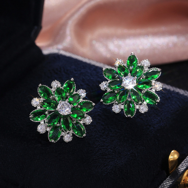 Luxury Sunflower Double-Layer Zirconia Earrings for Women