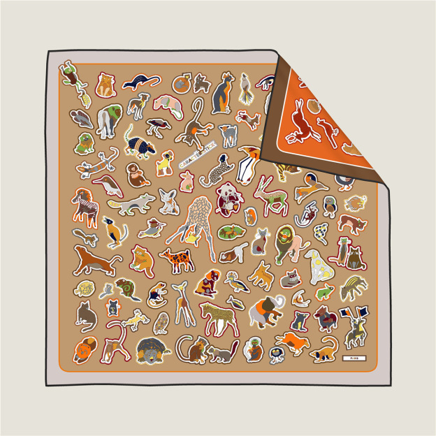 Animal Collection Double-Sided Silk Scarf