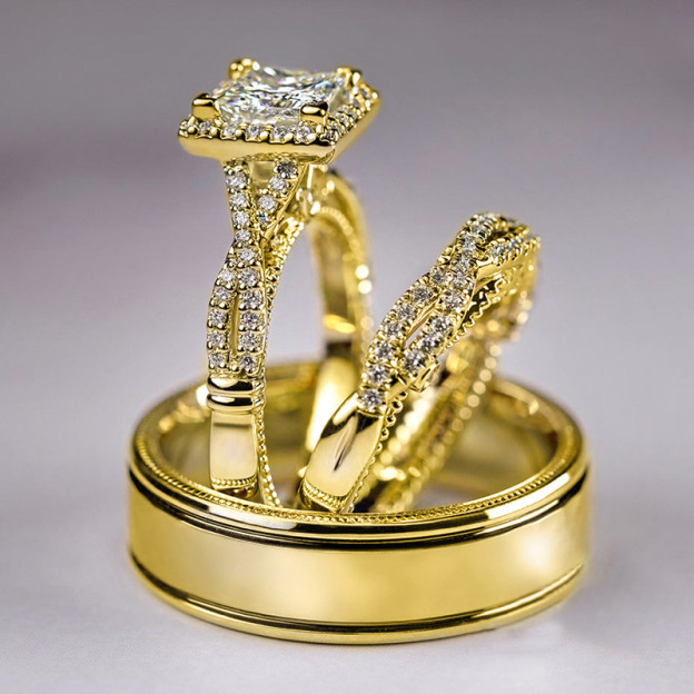 Rose gold two-tone sparkling ring