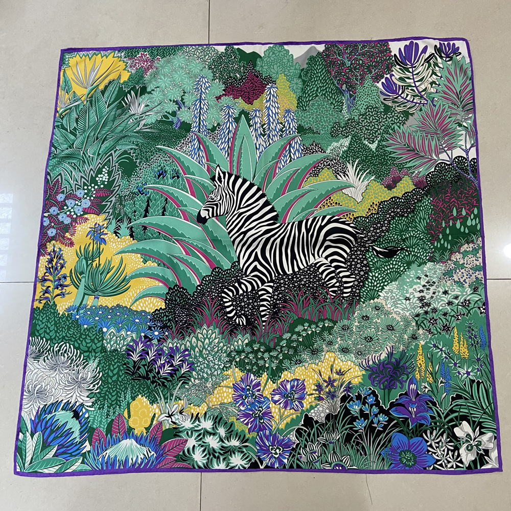 Jungle Zebra Square Silk Scarf