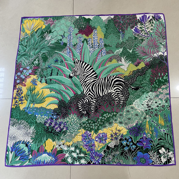 Jungle Zebra Square Silk Scarf