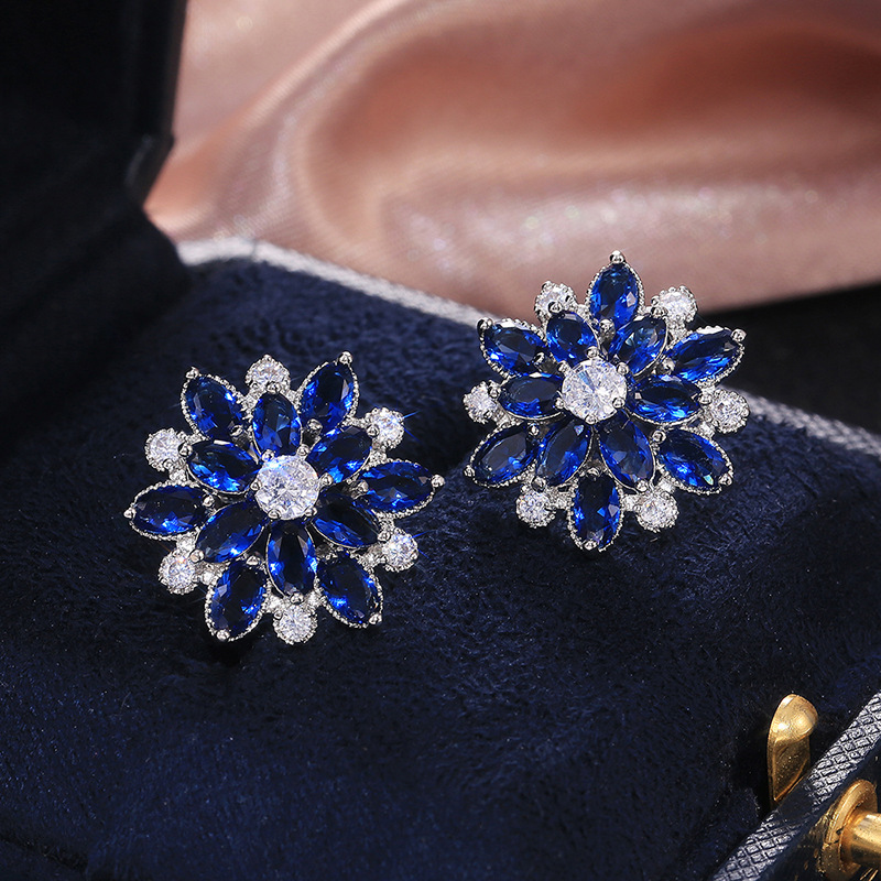 Luxury Sunflower Double-Layer Zirconia Earrings for Women