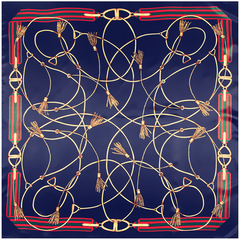 Square silk scarf with tangled rope pattern