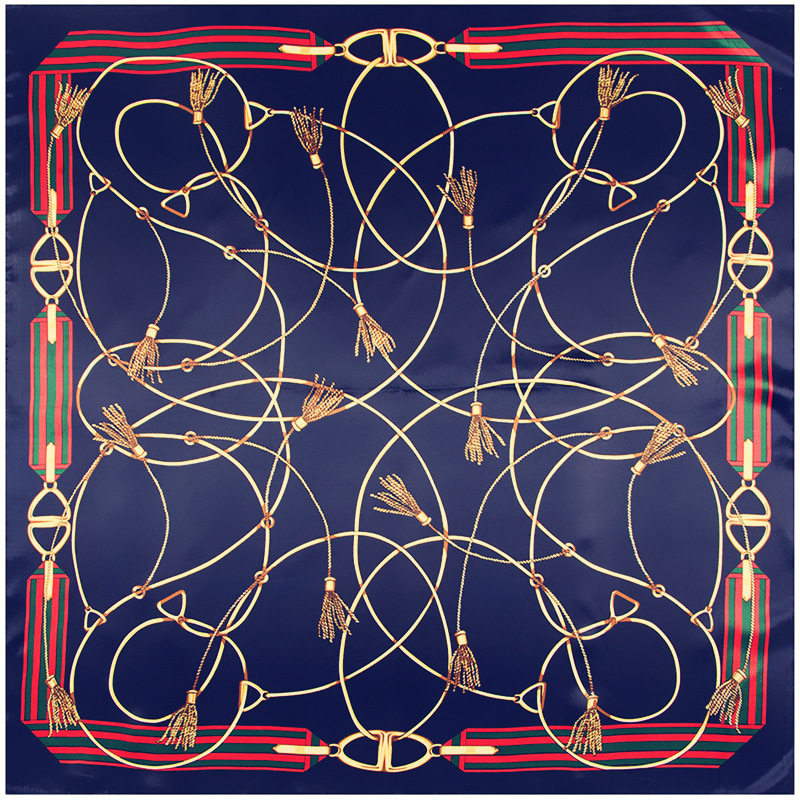 Square silk scarf with tangled rope pattern