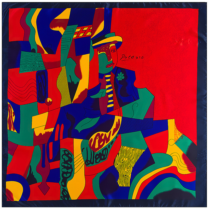 Abstract print square silk scarf