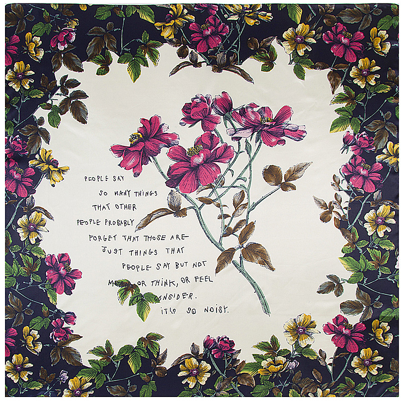 Square silk scarf with floral pattern