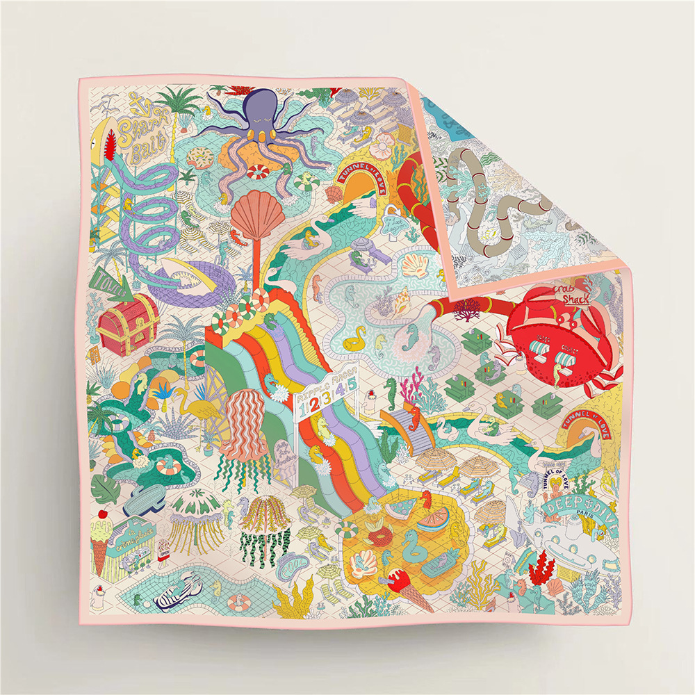 Undersea Amusement Park Double-Sided Silk Scarf