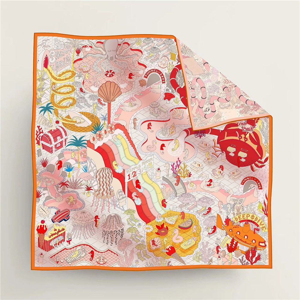 Undersea Amusement Park Double-Sided Silk Scarf