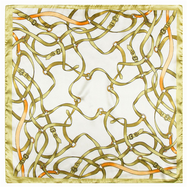 Belt and ribbon flying patchwork silk scarf