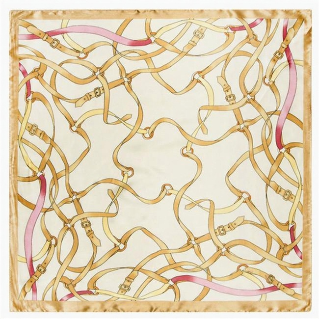 Belt and ribbon flying patchwork silk scarf