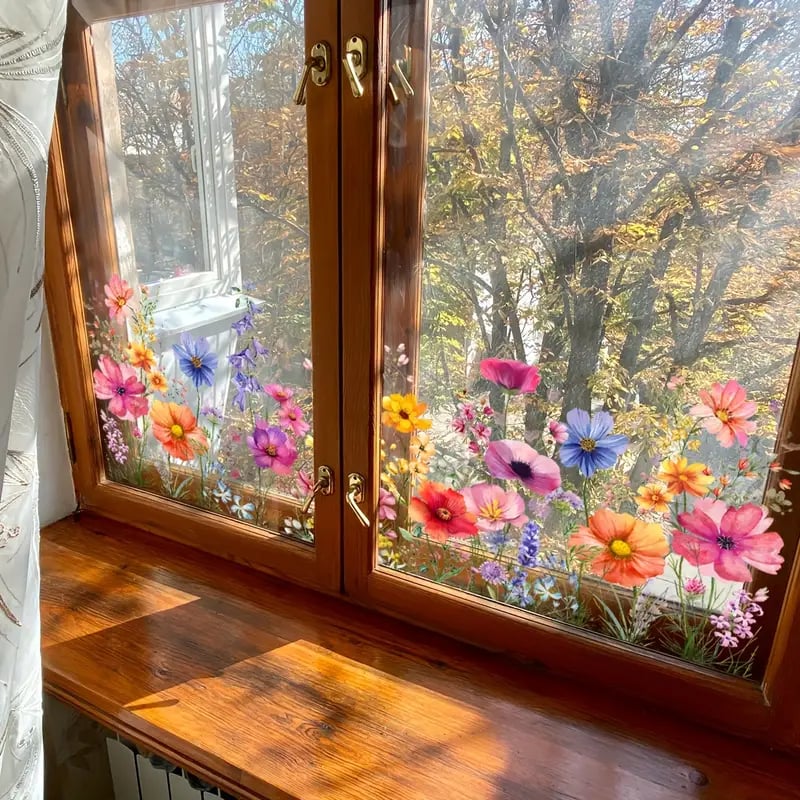 ✨💐Colorful Floral Bouquet Window Sticker🖼️(Cut to size freely)