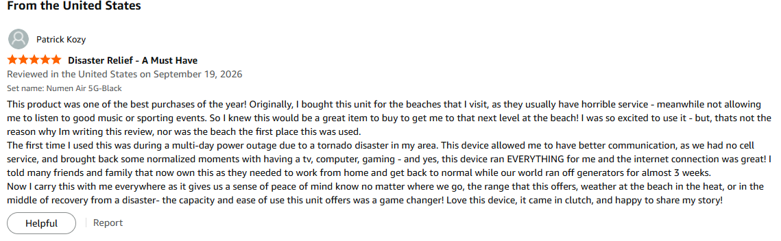 NomadsFi customer review for using pocketFi 5G as diaster internet 