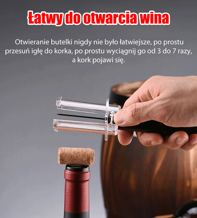 Pneumatyczny otwieracz do czerwonego wina 