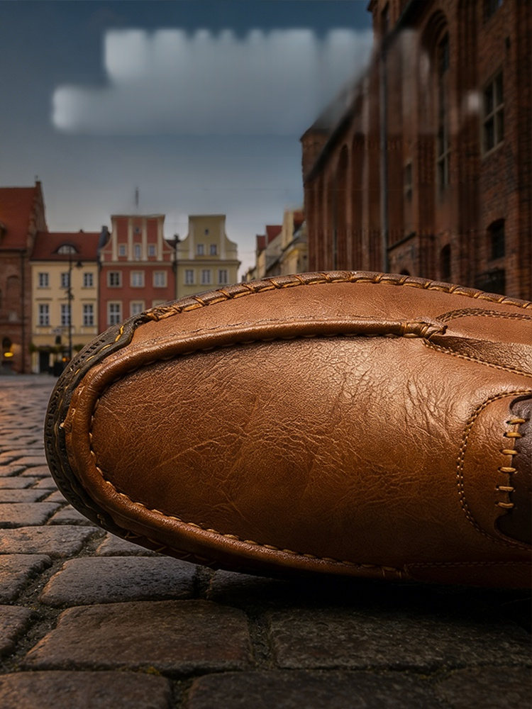 Męskie wsuwane ręcznie robione skórzane buty