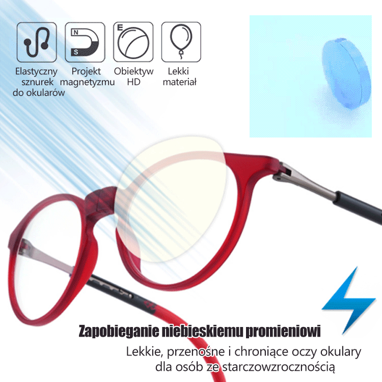 Magnetyczny kantar przenośne anty-niebieskie okulary dla osób z prezbiopią